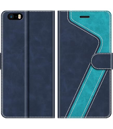 Étui Portefeuille Pour IPhone SE 2016 / 5s / 5 - Cuir Synthétique - Fentes Cartes Et Argent - Fermoir Magnétique - Support Inclinable