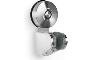 YOHOM Shower Head Holder Suction Handheld Shower Head Bracket Stainless Steel 4 Angles Adjustable Vacuum Shower Head Holder No Drilling Shower Handset Holder Bidet Sprayer Holder Brushed Silver