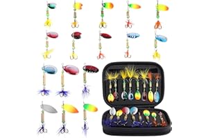 Vicloon Cebos de Cucharilla de Pesca, 16 Piezas Señuelos De Cucharilla de Pesca Spinner Cebo, Cucharas de Trucha Señuelos con Ganchos Agudos, Señuelos de Pesca con Bolsa, para Perca, Salmón, Lucio