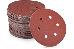 100 Stück Lepik Klett Schleifpapier Schleifscheiben für Exzenterschleifer Ø 150 mm mit Löche Körnung P80 (100stk. P80)