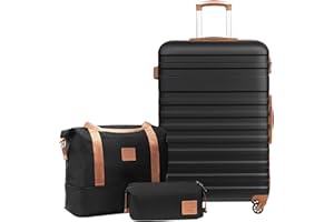 COOLIFE Koffer Trolley Koffer Reisekoffer von ABS Hartschalen Trolley 4 Rollen TSA-Schloss Der Koffer Enthält 1 Reisetasche und 1 Kulturbeutel