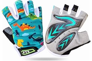 FINGER TEN Guanti Ciclismo Corto Mezze Dita Bambini per 2-10 Anni Guanti da Bicicletta per Bambine Ragazzo Ragazza Bici Mountain Bike Sportivo Riempimento di Gel