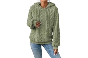 Zetieny Damska bluza z kapturem Teddy polarowa bluza z kapturem żakardowy pulower ze sznurkiem ciepły puszysty top na co dzień jednolity kolor sweter