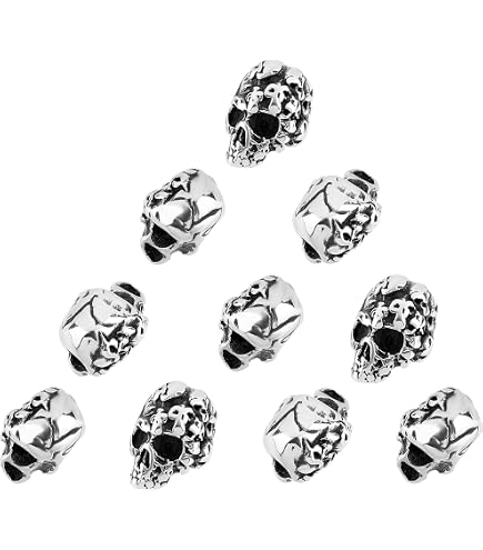 SUNNYCLUE 180 Perline Teschio Per Halloween - Turchesi Sintetiche, 2 Misure E 2 Colori, Per Creare Bracciali E Bigiotteria Goth