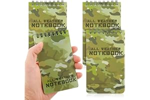 AHQiZFX 4stk Wasserdichte Notizbücher,Spirale Notizblock,3x5 Zoll Pocket Notizbuch,Taschennotizblock mit Raster,Allwetter-Notizblöcke mit Top-Spirale,für Memos Unterwegs Lernen Schulsachen Arbeit Büro