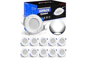 Shine Decor Led Einbaustrahler 230V, 7W Ultra Flach 26mm LED Spots Led Deckenstrahler, Kaltweiß 6000K 600LM, IP44 Wasserdicht für Badezimmer Küche Wohnzimmer, Ausschnitt Øφ68-80mm,10er Set