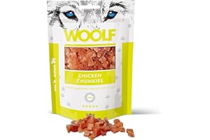 Snacks Naturales Perros - Chuches Pollo Fresco - Premios Perros Adiestramiento - Sin Conservantes - Bajas en Grasa - Dog Treats Saludables - Vitaminas y Minerales - Perro Aperitivos Woolf - 100 g