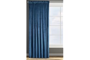 Eurofirany ROSA Tenda in Velluto con Fettuccia Arricciatenda - 1 Unità, Soffice, Pannello, Drappo Classico, Glamour, Elegante, Soggiorno, Camera da Letto, 290 g/m2, 135x300 cm, Blu Scuro