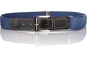 Olata Ceinture Élastique pour Enfants avec Boucle et Raccords en Cuir Noir (1 à 15 ans)