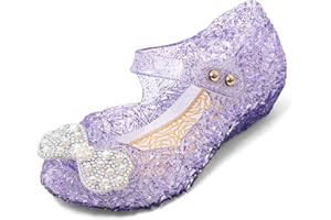 MK MATT KEELY Girls Dress Up Shoes Kids Cinderella Elsa Princess Flats with Bow Toddlers Mary Jane Jelly Shoes for Party Halloween Cosplay