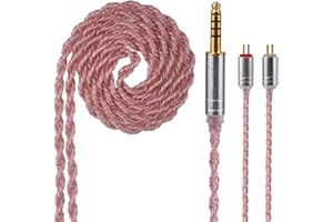Yinyoo 4.4mm Cable Upgrated 6 Core Copper Earphones Cable HiFi Bass with 2 Pins 0.78mm Connector for ES4 ZST ZSN AS10 ZS10 CCA C10 C16 ZSX ZS10 PRO AS16 ZS7 ZSR TRN V80 V90 BA5 Blon-03 (4.4mm, 2pin)