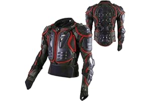 QYTK® Vêtements de Protection Moto Armure avec Protections des épaules Poitrine Dorsales Vestes de Motocross Plastron Gilet et Dos pour Blouson Protection Équipement de Moto Scooter ATV
