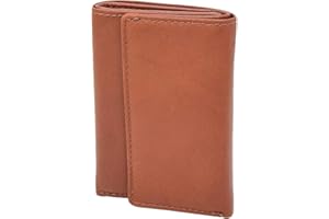 A1 FASHION GOODS Genuine Soft Leather Key Wallet Six Keys Ring Case Tri-fold Compact Pouch AV11 Black Brown (Brown)