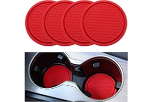 SINGARO Car Cup Coaster, 4PCS Universal Non-Slip Cup Holders Embedded in Ornaments Coaster, Car Interior Accessories, Red