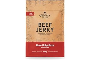 ‎GRIZZLY SNACKS Grizzly Foods • Beef Jerky Burn Baby Burn (10 x 100g) • Trockenfleisch von deutschen Rindern • High Protein Snack • Ideal für Unterwegs, Büro, Sport