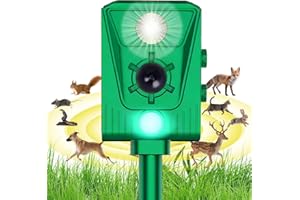 LEMENG EMS Répulsif pour Chats,répulsif à ultrasons à énergie Solaire IP66 étanche à fréquence réglable pour éloigner Les Animaux, 5 Modes réglable, pour Animaux à ultrasons Vélo