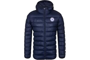 Chelsea Mens Quilted Jacket Hooded Winter Coat Adults Official Football Gift