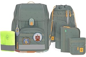 LÄSSIG 7-teiliges Schulranzen Set Kinder/School Set Boxy Unique Letters Green