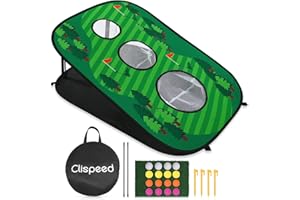 CLISPEED Golf Mat Chipping Net, Collapsible Putting Mat Golf Chipping Net - Portable 3 Holes Game Set for Adults Family Kids Summer Backyard Lawn Outdoor Indoor Activities (Style 2)