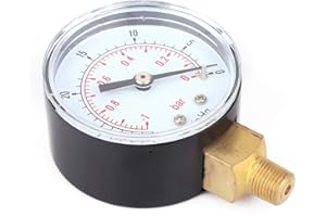 Chacerls Indicador de Vacío de Aire,Manómetro de Vacío de 50 mm 1/8 BSPT para Conectar el Manómetro de Vacío de Agua, Aceite y Gas del Compresor de Aire