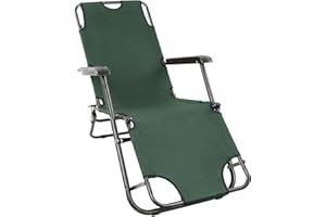 Hampton & Stewart Reclining Folding Beach Garden Patio Sun Lounger Chair Patio Furniture 5colours (Green)