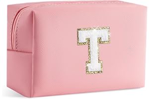 SEFORICO Small Makeup Bags for Women - Waterproof Leather Cosmetic Bag A-Z Personalized Bag Portable Travel Women's Purse