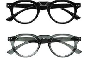 OPULIZE RIO Set da 2 Occhiali da Lettura Anti Luce Blu - Montatura con Bordo Superiore Piatto - Nero, Grigio - Uomo e Donna - Cerniere a Molla - BB53-17 - +2.00