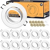 Recessed LED Ceiling Spotlight, 10 Pieces Frame Spotlights GU10 White Round | with GU10 Lamp Holder for LED Or Halogen Lamps,