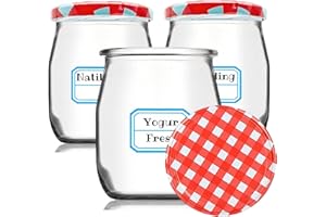 MUNDOTARROS 12 Vasos Yogurtera para Yogur y Postre de Cristal de 150 ml con Tapa Metálica - tarros de vidrio Para Yogur, Natillas, Pudding, Potitos - Frasco Apto para Microondas y Lavavajillas - Incluye Etiquetas