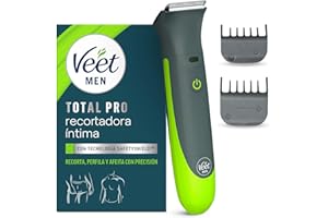 Veet Total Pro, Recortadora para partes íntimas, Maquina de Afeitar Hombre Resistente al agua, con cargador USB, adecuado para el área del ingle, pecho, espalda, brazos, piernas, axilas, cabeza y cara
