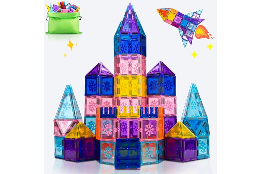 Xekel Magnetic Buildings for Children, 40 Pieces, Children's Magnets with Powerful Magnets, Magnetic Tiles Educational, Buildings for Children 3+ Years, Creative Gift
