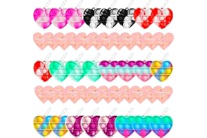 AMYANG Valentines Day Gifts for Kids,24 Mini Pop Bubbles Bulk with Keychain,Stress Relief Sensory Fidget Pack for Kids School Class Classroom Valentines Day Cards Gifts Prizes Party Favors