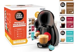 NESCAFÉ Dolce Gusto EDG210.B Piccolo XS Manual Coffee Machine Black by DeLonghi - Value Bundle