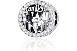 Annmors Charm Cœur Amour Famille pour Femme Argent Sterling 925 Breloque Bracelets Colliers Pendentifs