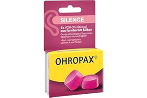 ‎OHROPAX OHROPAX Silence Ohrstöpsel – pinke VOR-Ohr-Stöpsel aus formbarem Silikon – dermatologisch getestet – für alle Ohren geeignet – Schalldämmwert SNR 23 dB – zum Schlafen, Lernen und für Party – 6 Stück