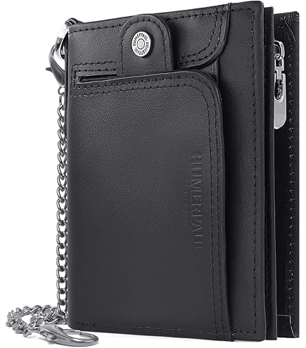 ABC STORY Men’s Gothic Skull Biker Wallet With Chain – Zipper Coin Pocket, Black Leather Style - View #7