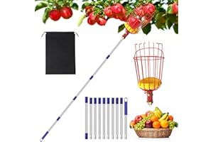 CAOSSUIXIN 4.3M Fruit Picker Tool, Extendable Fruit Picker Pole with Large Twist-on Basket, 2.3M/3.3M Length Adjustable Stainless Steel Gardening Tools Fruit Catcher Tree Picker for Picking Peach, Apple, Pear