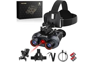 DSOON 3D VR Infrared Night Vision Goggles - Head Mounted Binoculars with Auto Wake Function, 48MP Ultra HD Photos, 4K Video, Built-in Giant Screen, 6X Digital Zoom, 64GB TF Card Included