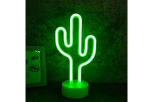 ZVO Luz Letrero de Neón Cactus, Cactus LED Neon Signs, Lámparas Nocturna Decorativa de Neón Interior con Batería O USB, Iluminación de Decoración para Dormitorio Fiesta Cumpleaños Navidad