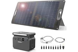 JustNow Station d'alimentation portable 580W avec panneau solaire 100W, alimentation 518Wh avec batterie LiFePO4, générateur solaire extérieur pour camping et camping-car