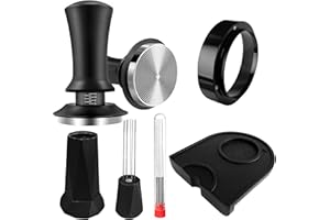 YEELAN Juego De Prensador De Café, 5 Accesorios De Café, Incluye Tamper 51mm, 8 Agujas De Espresso Wdt Tool Con 8 Agujas De Repuesto, Anillo Dosificador De 51 Mm, Espresso Tamper Cafe Para Amantes del Café