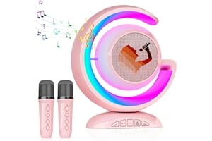 MAJOME Karaoke Maschine mit 2 Drahtlosen Mikrofonen, Tragbares Drahtlos Karaoke Maschine für Kinder Erwachsene Lautsprecher mit Stimme wechselnde Effekte & LED-Lichter Geschenke für mädchen Jungen