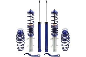 maXpeedingrods Combinés Filetés, Coilover pour VW Golf 4 /pour Leon/pour VW New Beetle 1.9TDI, Kit de Ressorts de Suspension Amortisseurs, Hauteur Réglable - Bleu