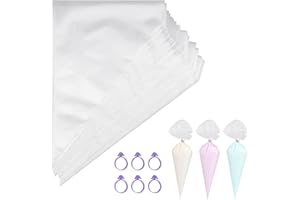 Takuza Pack of 100 Disposable Piping Bags, Professional Design, Medium-Sized Piping Bags for Decorating Pastries, Cakes, Biscuits, Home Baking, Transparent