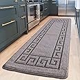 renoazul® Anti Slip Heavy Duty Waterproof Hall Runner Rug, 80 x 300 cm Non-Slip Large Rugs with Strong Gel Backing Long Runner Rug for Hallway, Kitchen and Bedroom(Gel Back Rocco Rug - Dark Grey)