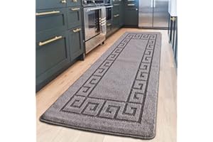 renoazul® Anti Slip Heavy Duty Waterproof Hall Runner Rug, 80 x 300 cm Non-Slip Large Rugs with Strong Gel Backing Long Runner Rug for Hallway, Kitchen and Bedroom(Gel Back Rocco Rug - Dark Grey)