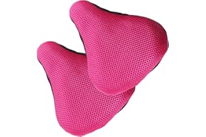 Lunaanda 2 Pcs Bike Seat Cover, Soft Bicycle Saddle, Comfortable Bicycle Saddle Pad, Breathable Bike Seat Protector, Mesh Fabric, For Women Men (Rose red)