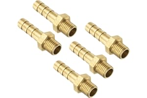 QUARKZMAN 5 Stück M8-1 ID 6mm Schlauchverbinder Messing, Gartenschlauch Benzinschlauch zu Barb Passend Schlauch Gewindestutzen Rohrarmatur Adapter Verbinder für Wasser Kraftstoff Luft