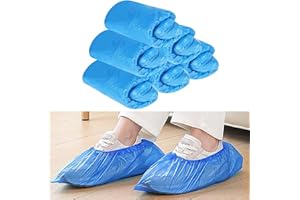 EZRANOVA Couvre-chaussures jetables, pratiques, en CPE pour chaussures, robustes, jetables, pour l'hygiène, les sols, parfaits pour la maison, la clinique, le laboratoire et l'artisanat (bleu)
