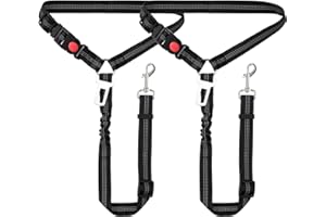 YSQEVN Cinturón de Seguridad para Perro Ajustable Arnés del Cinturón de Nylon con Amortiguación Elástica Cinturon Perro Coche para Todas Las Razas Perros 2 Piezas Negro